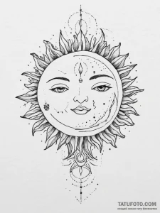 Tattoo sketch sun and moon united, tattoo fla... - эскиз тату (№1756252109_0, 26.08.2025 23:48) — Tatufoto.com