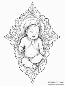 Tattoo sketch divine child - эскиз тату (№1756252304_0, 26.08.2025 23:51) — Tatufoto.com
