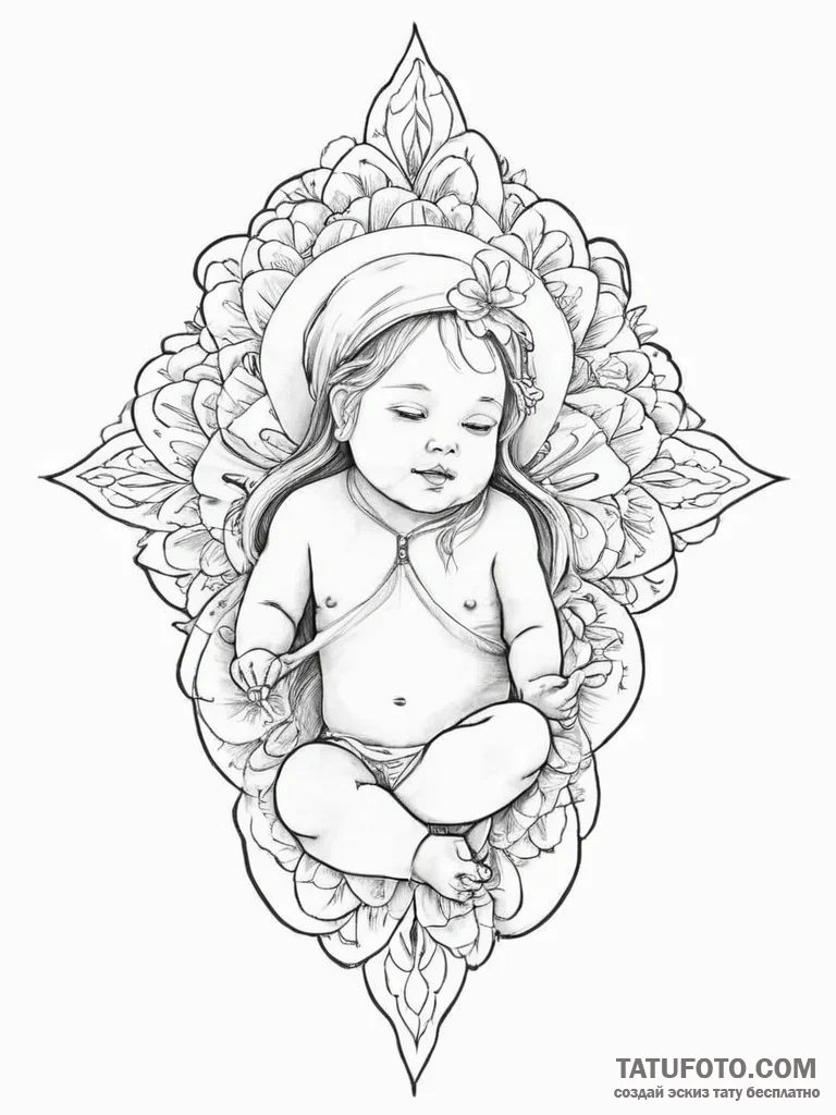 Tattoo sketch divine child - эскиз тату (№1756252304_0, 26.08.2025 23:51) — Tatufoto.com