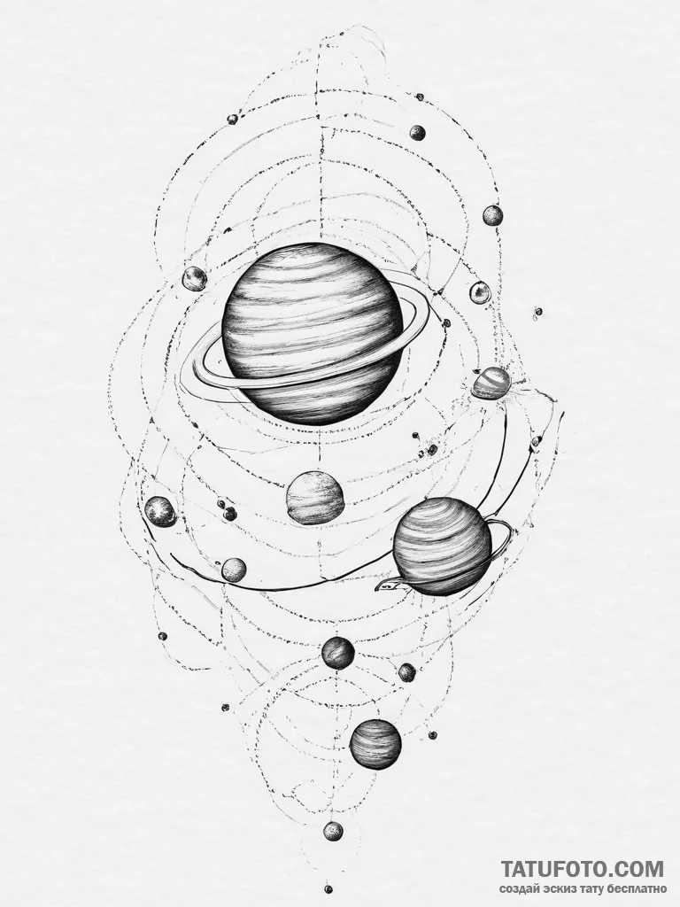 Tattoo sketch solar system, tattoo drawing ou... - эскиз тату (№1756252695_0, 26.08.2025 23:58) — Tatufoto.com