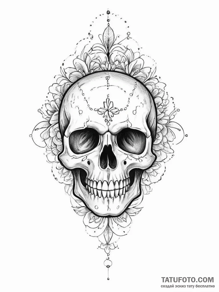 Tattoo sketch узор в виде черепа - эскиз тату (№1756253869_0, 27.08.2025 00:17) — Tatufoto.com