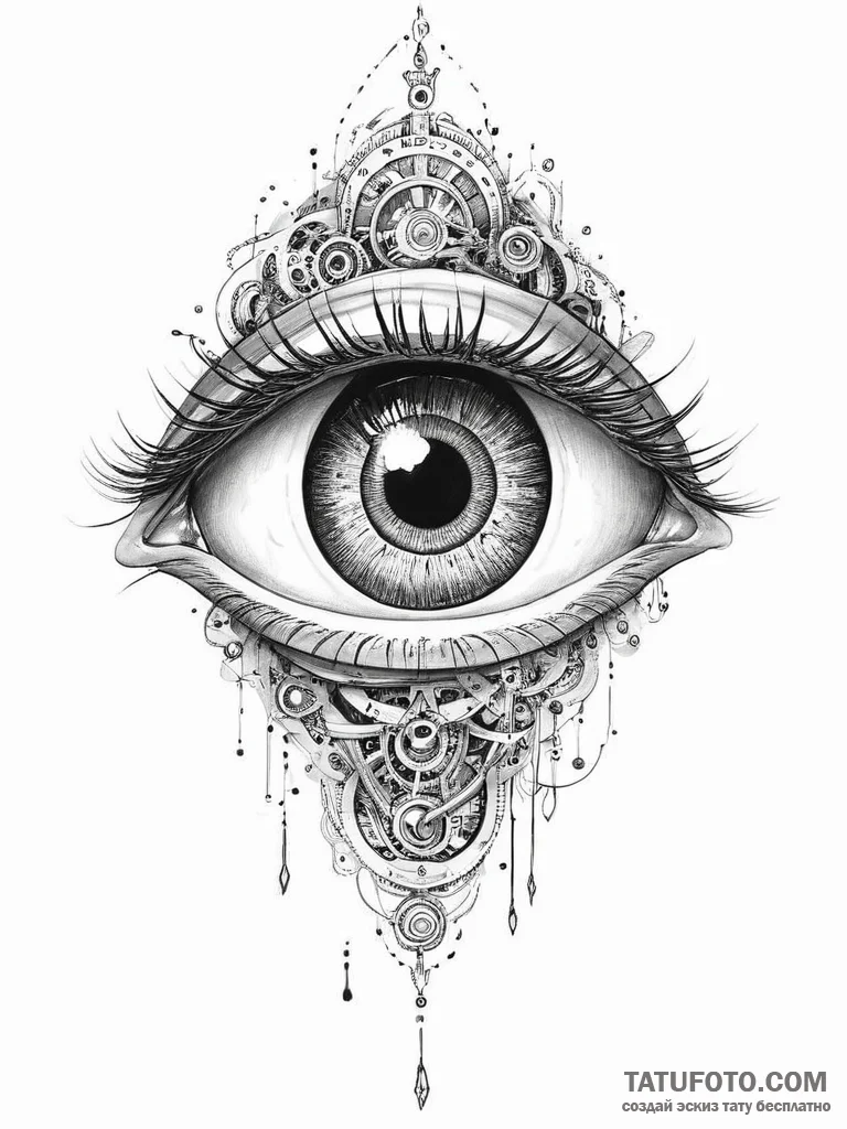 Tattoo sketch bio-mechanical механический гла... - эскиз тату (№1756255632_0, 27.08.2025 00:47) — Tatufoto.com