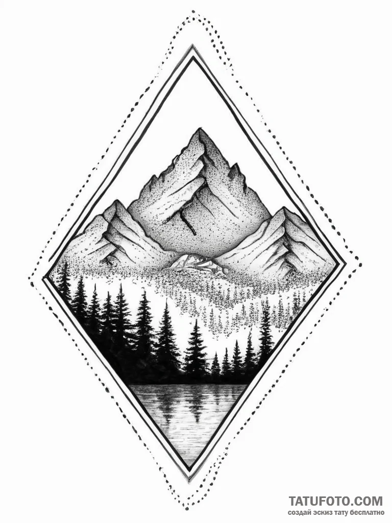 Tattoo sketch geometric горы, ink illustratio... - эскиз тату (№1756256428_0, 27.08.2025 01:00) — Tatufoto.com