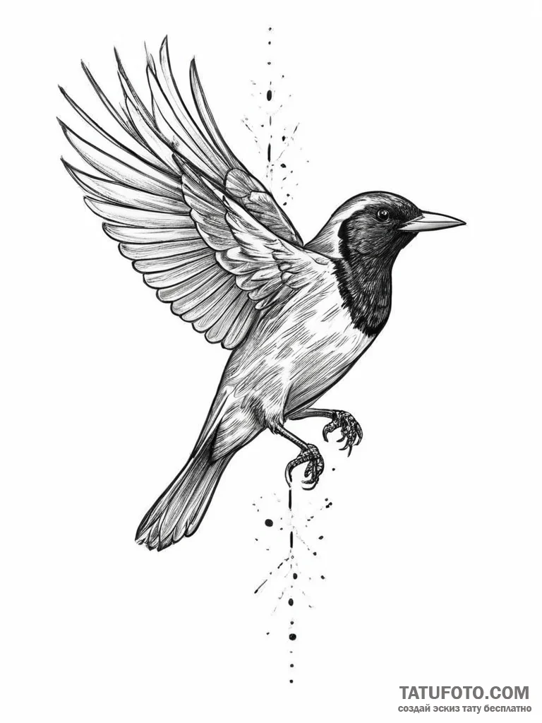 Tattoo sketch red-winged blackbird, tattoo sk... - эскиз тату (№1756257019_0, 27.08.2025 01:10) — Tatufoto.com