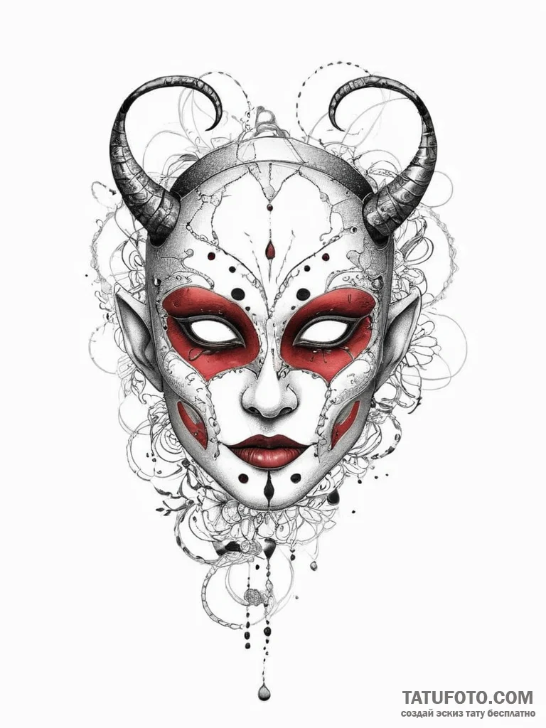 Tattoo sketch changeling mask, tattoo sketch... - эскиз тату (№1756257217_0, 27.08.2025 01:13) — Tatufoto.com