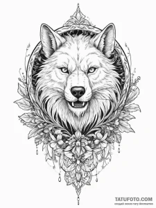 Tattoo sketch werewolf with a plant, ink illu... - эскиз тату (№1756258189_0, 27.08.2025 01:29) — Tatufoto.com