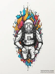 Tattoo sketch scuba diving a scuba diver, tat... - эскиз тату (№1756258384_0, 27.08.2025 01:33) — Tatufoto.com