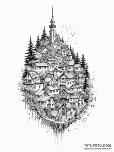 Tattoo sketch town - эскиз тату (№1756260531_0, 27.08.2025 02:08) — Tatufoto.com