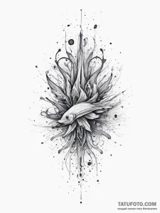 Tattoo sketch capelin, tattoo line art, water... - эскиз тату (№1756260921_0, 27.08.2025 02:15) — Tatufoto.com