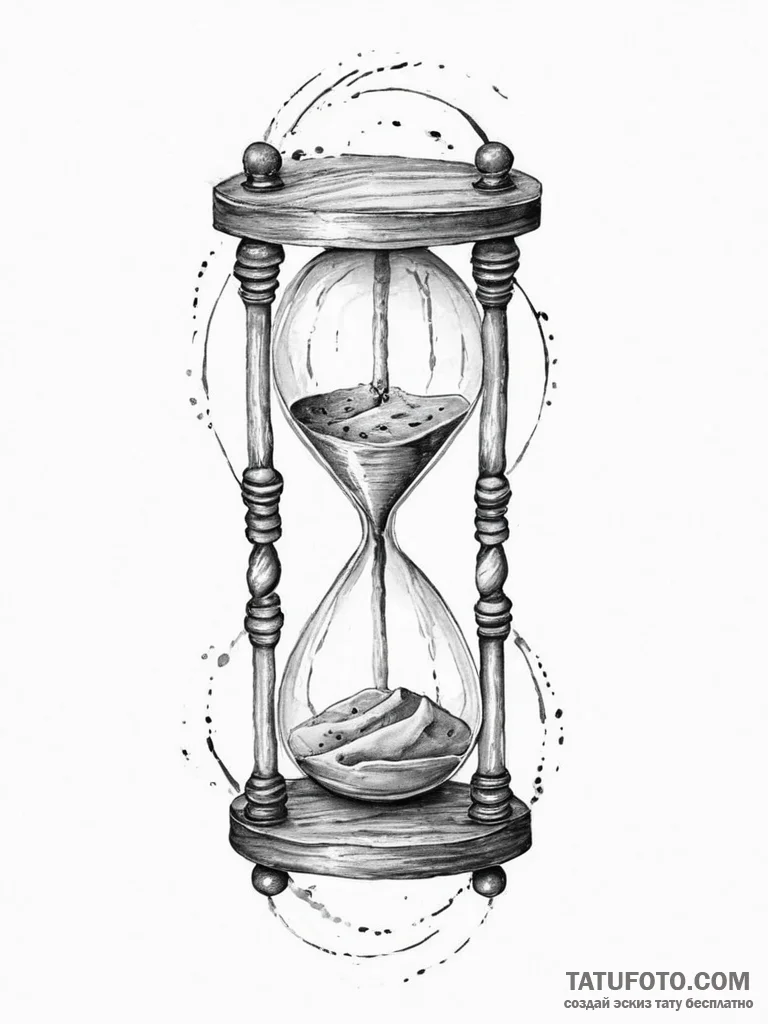 Tattoo sketch hourglass with sand, tattoo dra... - эскиз тату (№1756261311_0, 27.08.2025 02:21) — Tatufoto.com