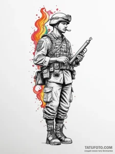 Tattoo sketch soldier with a scroll, tattoo s... - эскиз тату (№1756261898_0, 27.08.2025 02:31) — Tatufoto.com