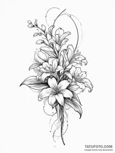 Tattoo sketch lily of the valley flower, tatt... - эскиз тату (№1756264476_0, 27.08.2025 03:14) — Tatufoto.com