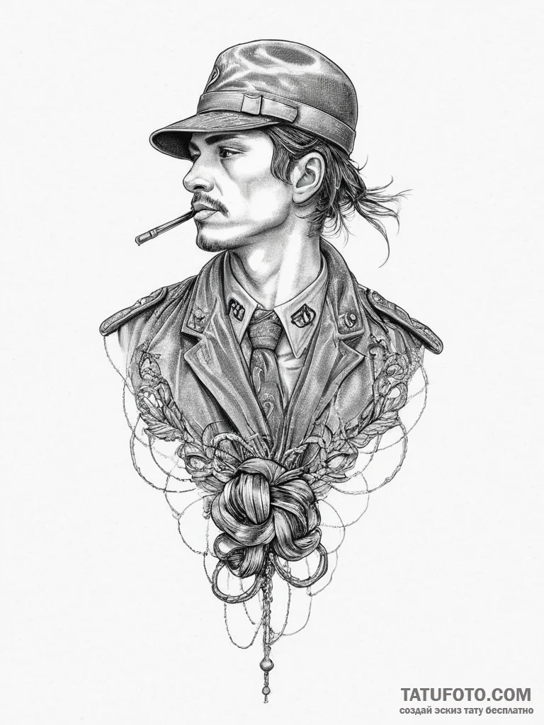 Tattoo sketch soldier with a knot, concept ar... - эскиз тату (№1756265078_0, 27.08.2025 03:24) — Tatufoto.com