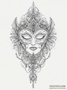 Tattoo sketch feathered mask tattoo, tattoo s... - эскиз тату (№1756266697_0, 27.08.2025 03:51) — Tatufoto.com