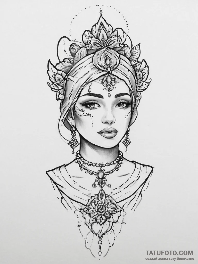 Tattoo sketch divine character, tattoo sketch... - эскиз тату (№1756266902_0, 27.08.2025 03:55) — Tatufoto.com