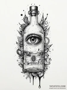Tattoo sketch magic potion bottle with an eye... - эскиз тату (№1756267106_0, 27.08.2025 03:58) — Tatufoto.com