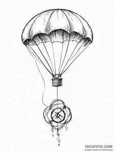 Tattoo sketch parachute with a symbol - эскиз тату (№1756267911_0, 27.08.2025 04:11) — Tatufoto.com