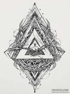 Tattoo sketch valknut with raven feathers, co... - эскиз тату (№1756268104_0, 27.08.2025 04:15) — Tatufoto.com