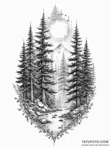 Tattoo sketch magical forest - эскиз тату (№1756270133_0, 27.08.2025 04:48) — Tatufoto.com