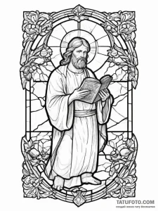 Tattoo sketch stained glass bible scene - эскиз тату (№1756270326_0, 27.08.2025 04:52) — Tatufoto.com