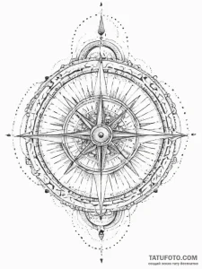 Tattoo sketch compass, tattoo drawing outline... - эскиз тату (№1756272352_0, 27.08.2025 05:25) — Tatufoto.com