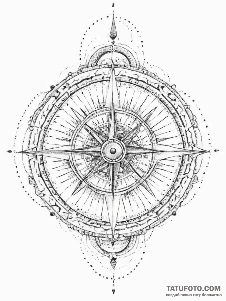Tattoo sketch compass, tattoo drawing outline... - эскиз тату (№1756272352_0, 27.08.2025 05:25) — Tatufoto.com