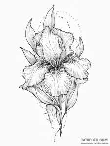 Tattoo sketch iris flower, ink illustration f... - эскиз тату (№1756273132_0, 27.08.2025 05:38) — Tatufoto.com