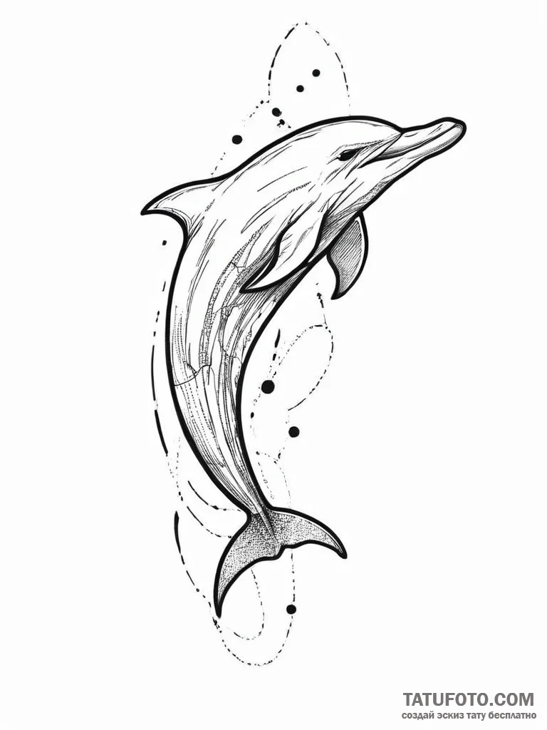 Tattoo sketch dolphin, concept art for tattoo... - эскиз тату (№1756273326_0, 27.08.2025 05:42) — Tatufoto.com