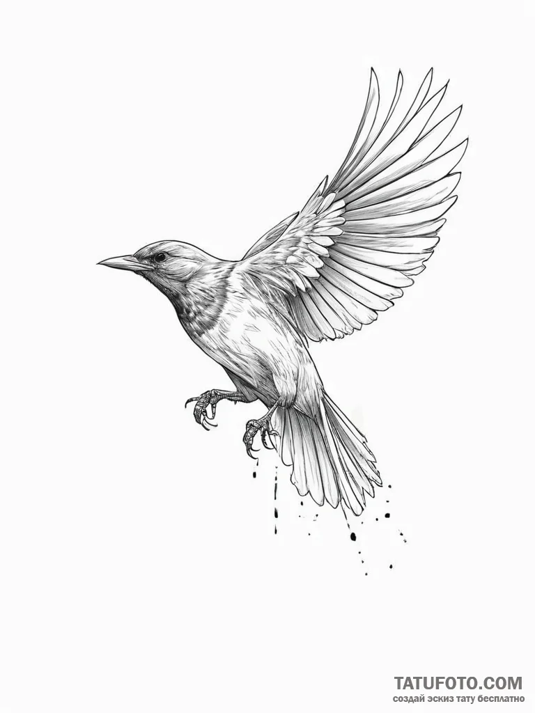Tattoo sketch blackbird - эскиз тату (№1756275876_0, 27.08.2025 06:24) — Tatufoto.com