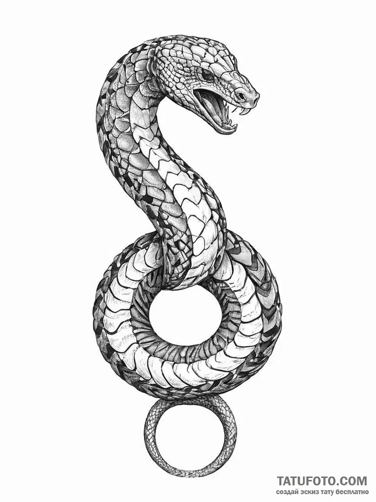 Tattoo sketch king cobra - эскиз тату (№1756276270_0, 27.08.2025 06:31) — Tatufoto.com