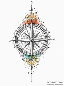 Tattoo sketch compass, tattoo line art, water... - эскиз тату (№1756278043_0, 27.08.2025 07:00) — Tatufoto.com