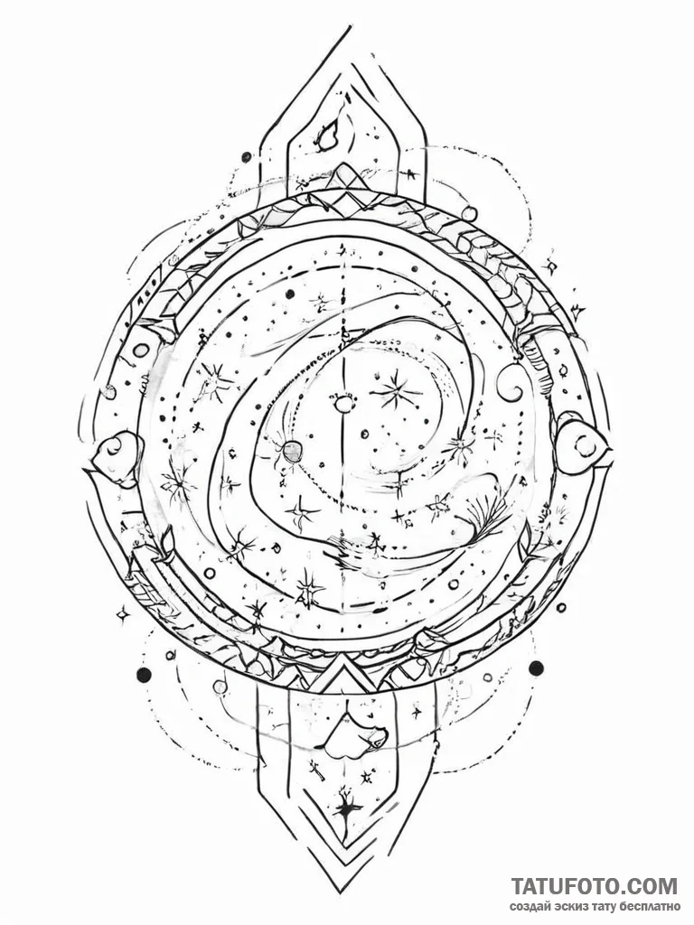 Tattoo sketch cosmic space - эскиз тату (№1756278241_0, 27.08.2025 07:04) — Tatufoto.com