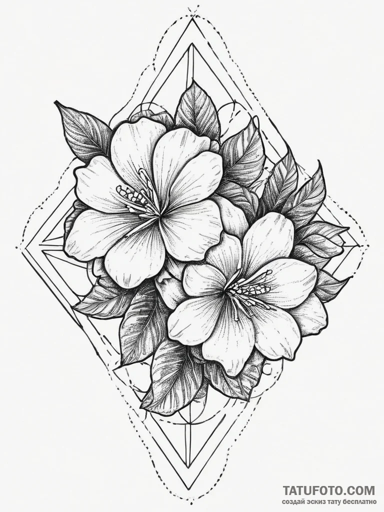 Tattoo sketch gardenia flower, concept art fo... - эскиз тату (№1756278637_0, 27.08.2025 07:10) — Tatufoto.com