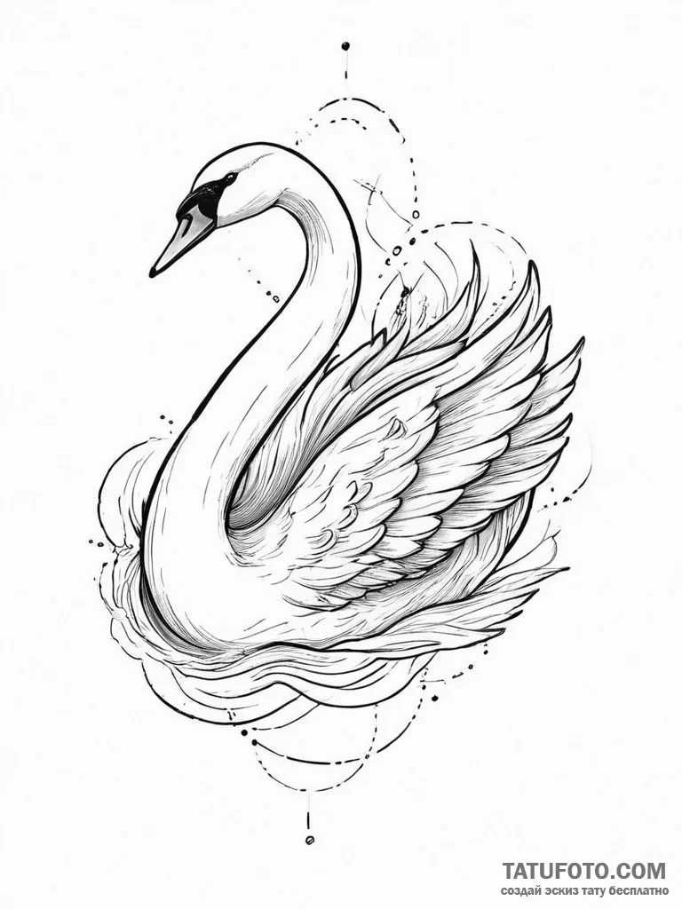 Tattoo sketch лебедь, ink illustration for ta... - эскиз тату (№1756278836_0, 27.08.2025 07:13) — Tatufoto.com