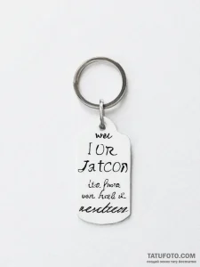 Tattoo sketch keychain with a quote - эскиз тату (№1756279230_0, 27.08.2025 07:20) — Tatufoto.com
