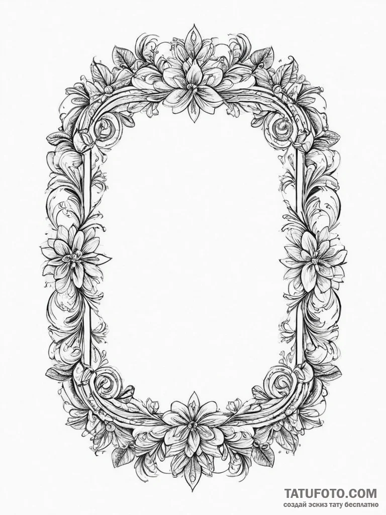 Tattoo sketch витиеватая рамка, ink illustrat... - эскиз тату (№1756280412_0, 27.08.2025 07:40) — Tatufoto.com
