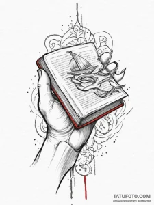 Tattoo sketch hands with a book, tattoo drawi... - эскиз тату (№1756282982_0, 27.08.2025 08:23) — Tatufoto.com
