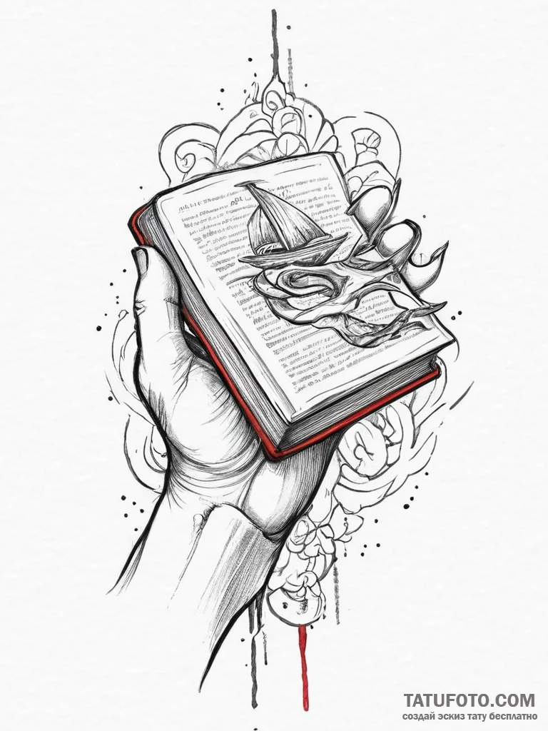 Tattoo sketch hands with a book, tattoo drawi... - эскиз тату (№1756282982_0, 27.08.2025 08:23) — Tatufoto.com