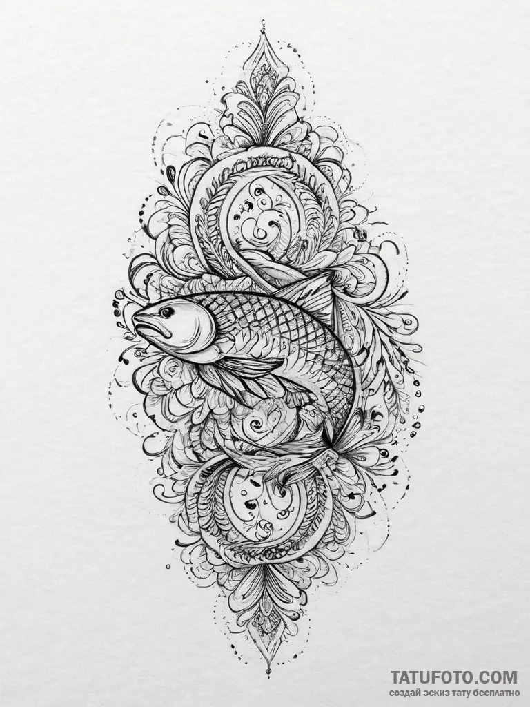 Tattoo sketch salmon, tattoo line art, black... - эскиз тату (№1756283374_0, 27.08.2025 08:29) — Tatufoto.com