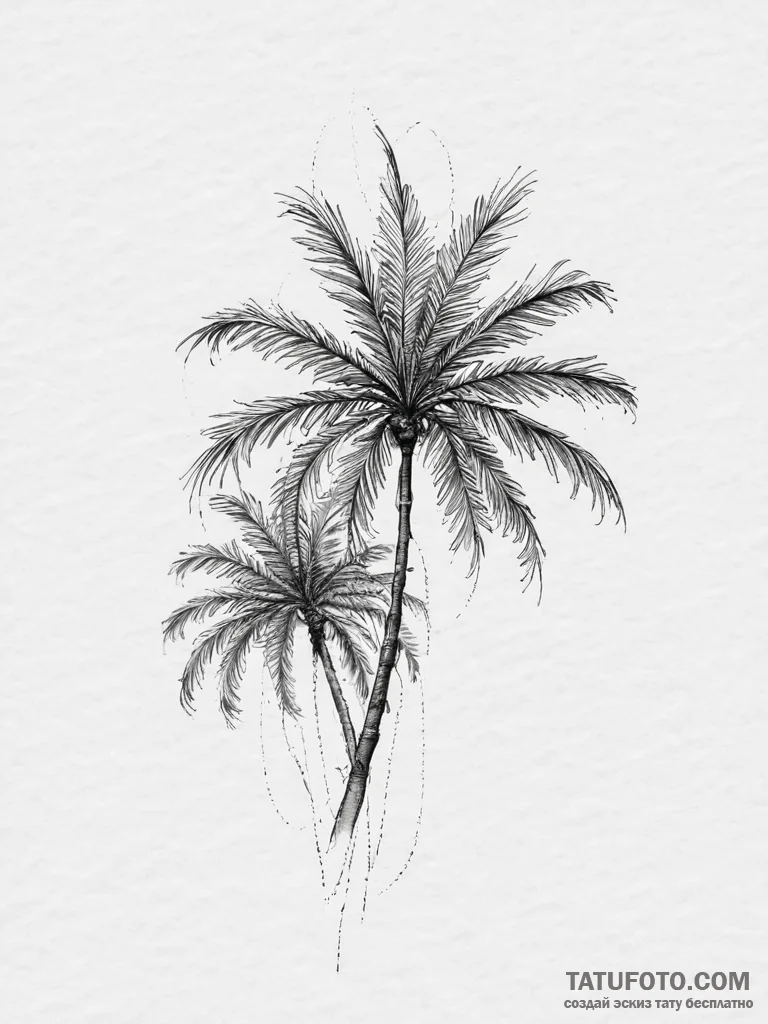 Tattoo sketch date palm blossom, tattoo line... - эскиз тату (№1756284358_0, 27.08.2025 08:45) — Tatufoto.com