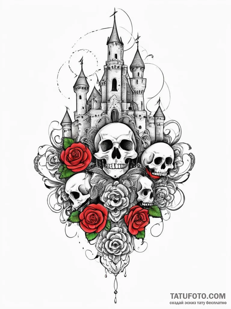 Tattoo sketch cursed castle, artistic tattoo... - эскиз тату (№1756284951_0, 27.08.2025 08:55) — Tatufoto.com