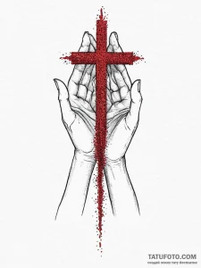 Tattoo sketch hands with a cross, tattoo sket... - эскиз тату (№1756285937_0, 27.08.2025 09:12) — Tatufoto.com