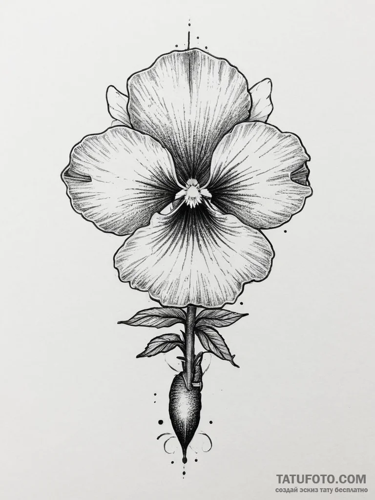Tattoo sketch viola flower, tattoo sketch des... - эскиз тату (№1756286729_0, 27.08.2025 09:25) — Tatufoto.com