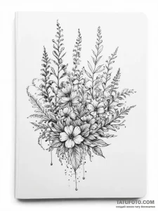 Tattoo sketch book with plants growing out of... - эскиз тату (№1756288903_0, 27.08.2025 10:01) — Tatufoto.com