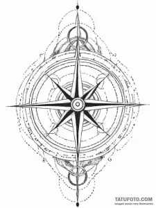 Tattoo sketch compass with a map, artistic ta... - эскиз тату (№1756289299_0, 27.08.2025 10:08) — Tatufoto.com
