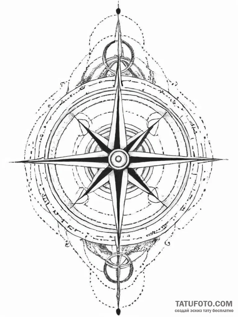 Tattoo sketch compass with a map, artistic ta... - эскиз тату (№1756289299_0, 27.08.2025 10:08) — Tatufoto.com