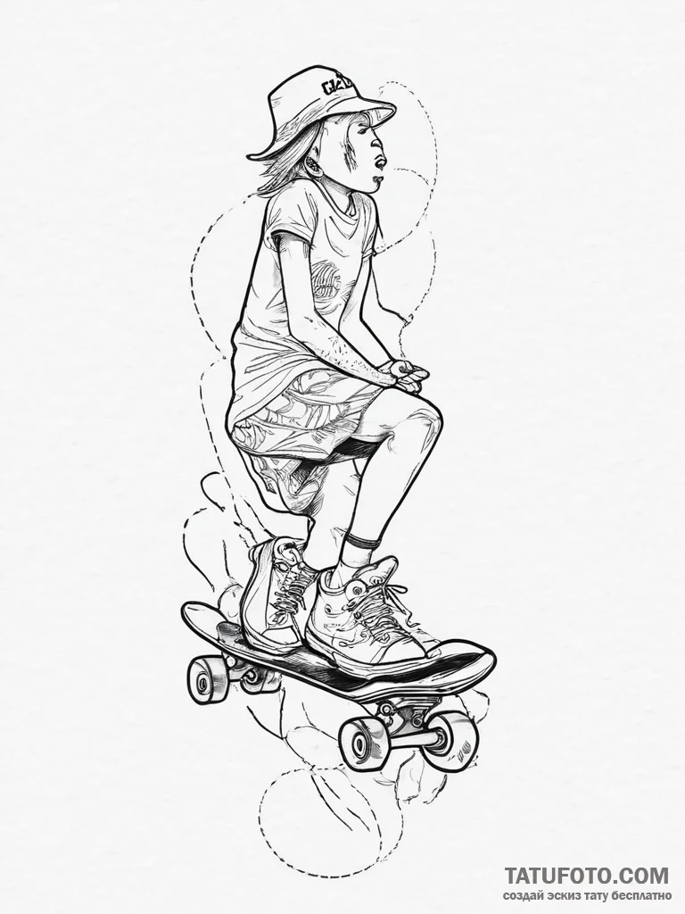 Tattoo sketch skatepunk skate and graffiti, a... - эскиз тату (№1756290287_0, 27.08.2025 10:24) — Tatufoto.com