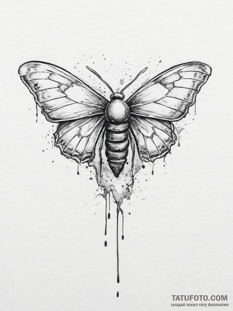 Tattoo sketch a moth with a light bulb, tatto... - эскиз тату (№1756291078_0, 27.08.2025 10:37) — Tatufoto.com