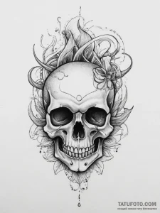 Tattoo sketch skull in smoke, tattoo flash sh... - эскиз тату (№1756291867_0, 27.08.2025 10:51) — Tatufoto.com
