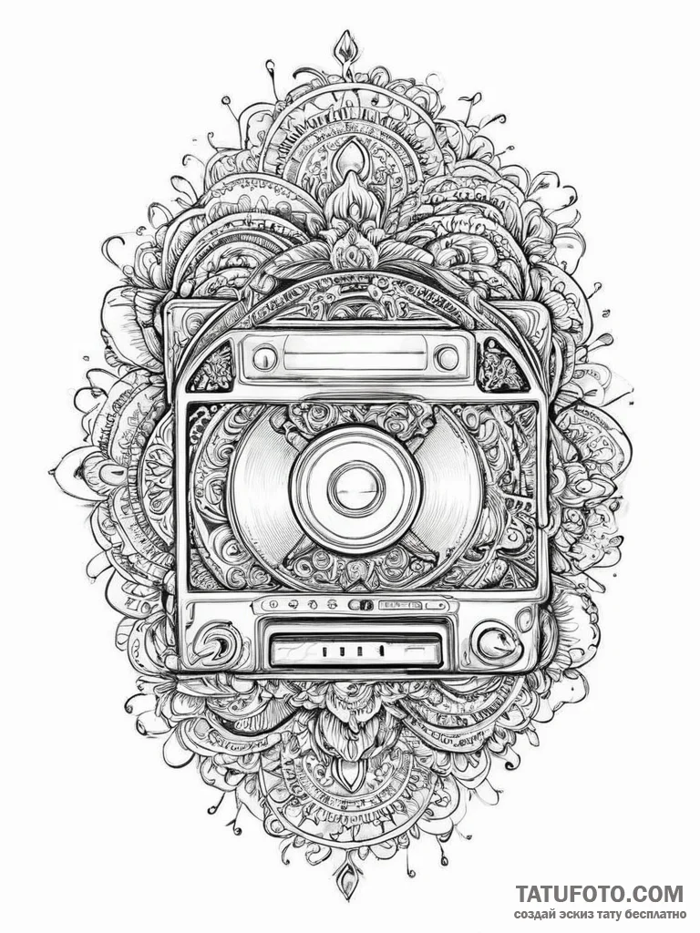 Tattoo sketch 90s cd player, artistic tattoo... - эскиз тату (№1756294243_0, 27.08.2025 11:30) — Tatufoto.com
